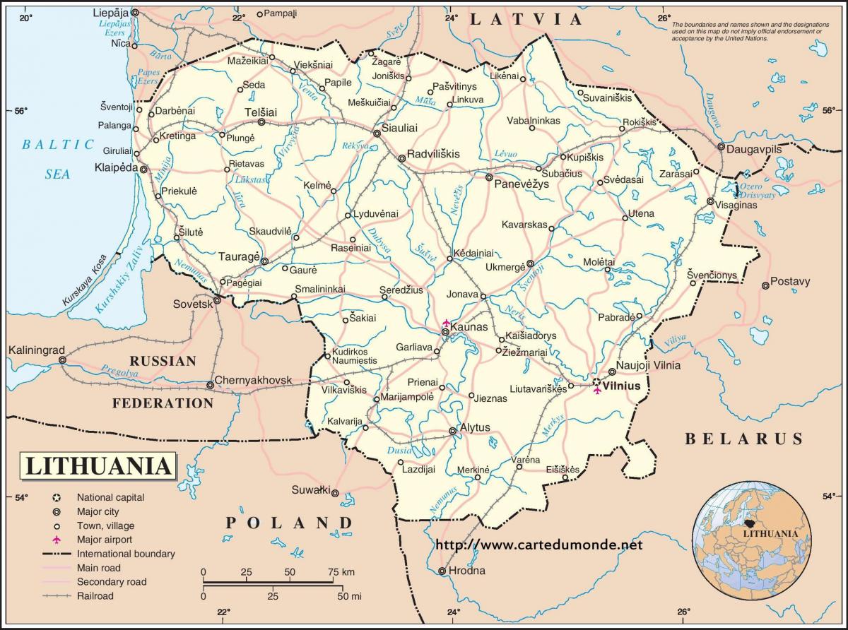 地図のリトアニア国