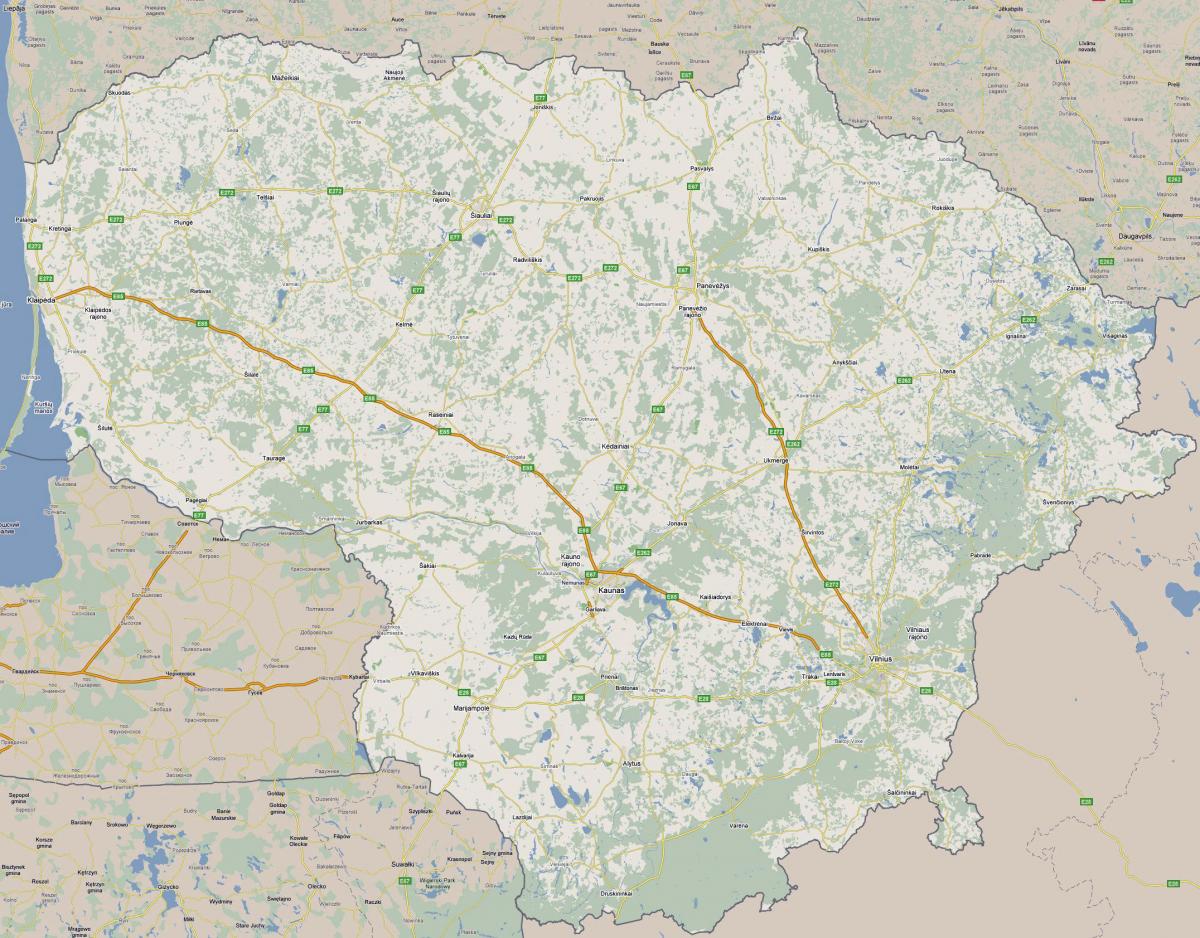 地図のリトアニア観光 