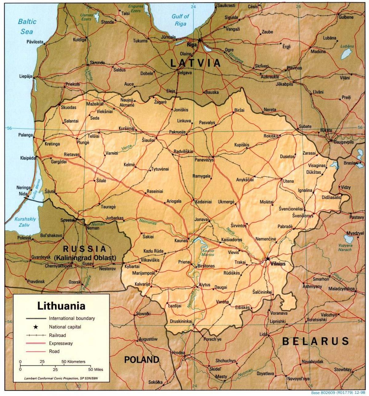 地図の1900年にリトアニア
