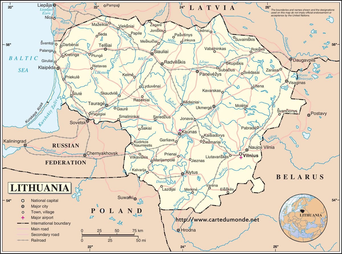地図のリトアニア国