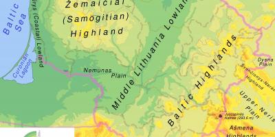 地図のリトアニアの物理